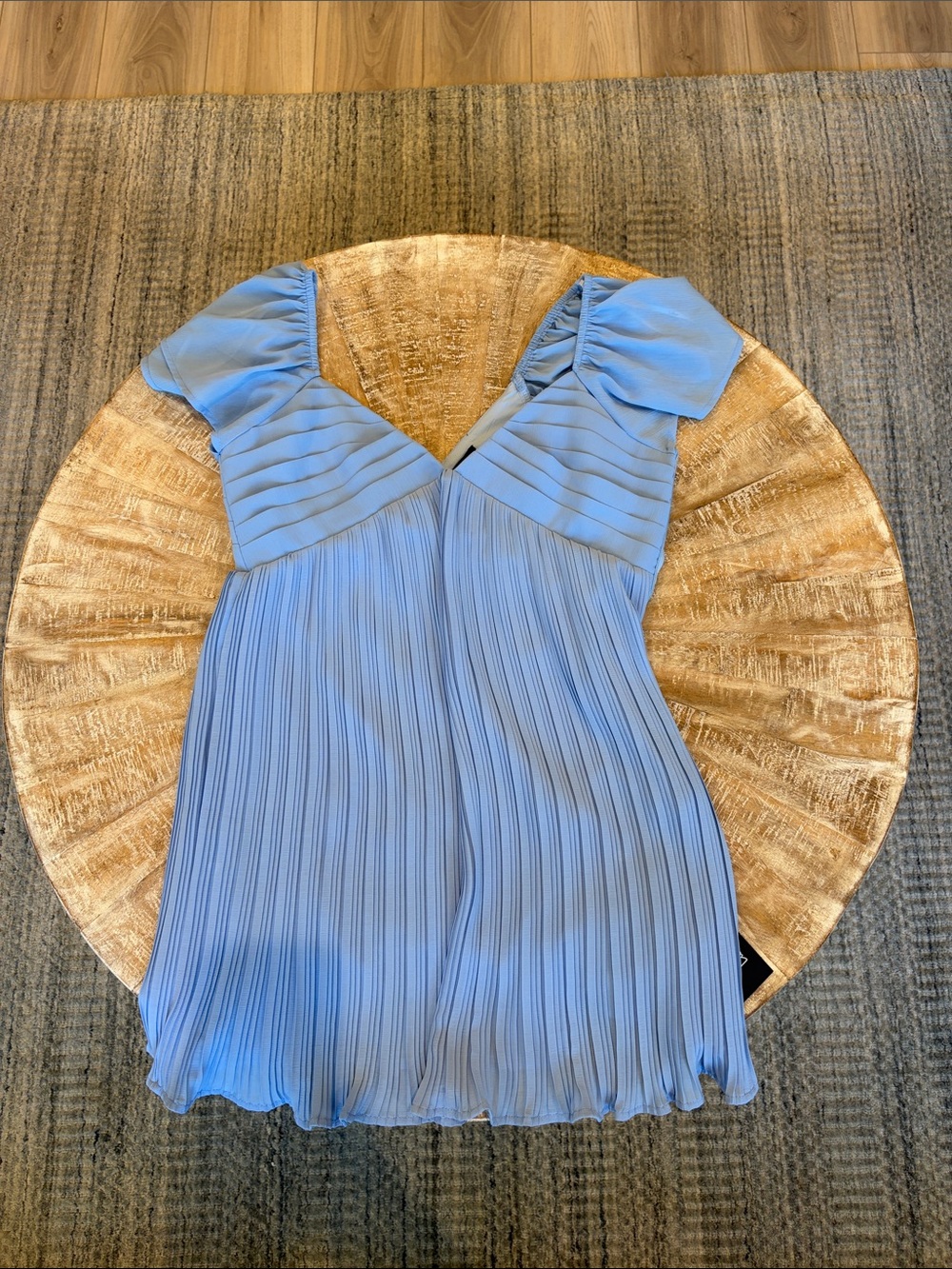 Lulu's Light Blue Pleated Mini Dress